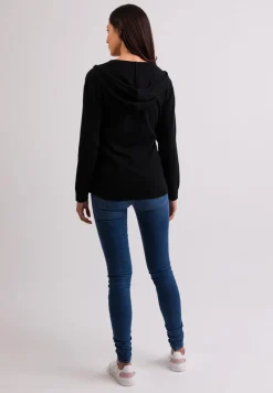Kaschmir Kapuzenpullover Hoodie schwarz
