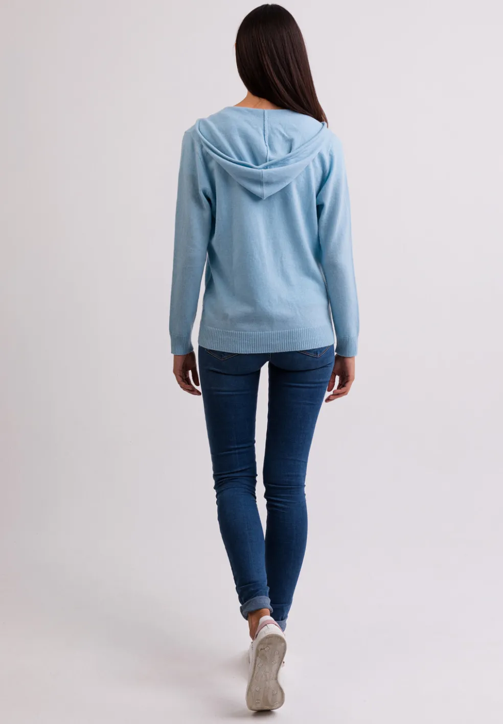 Kaschmir Kapuzenpullover Hoodie hellblau
