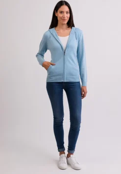 Kaschmir Kapuzenpullover Hoodie hellblau