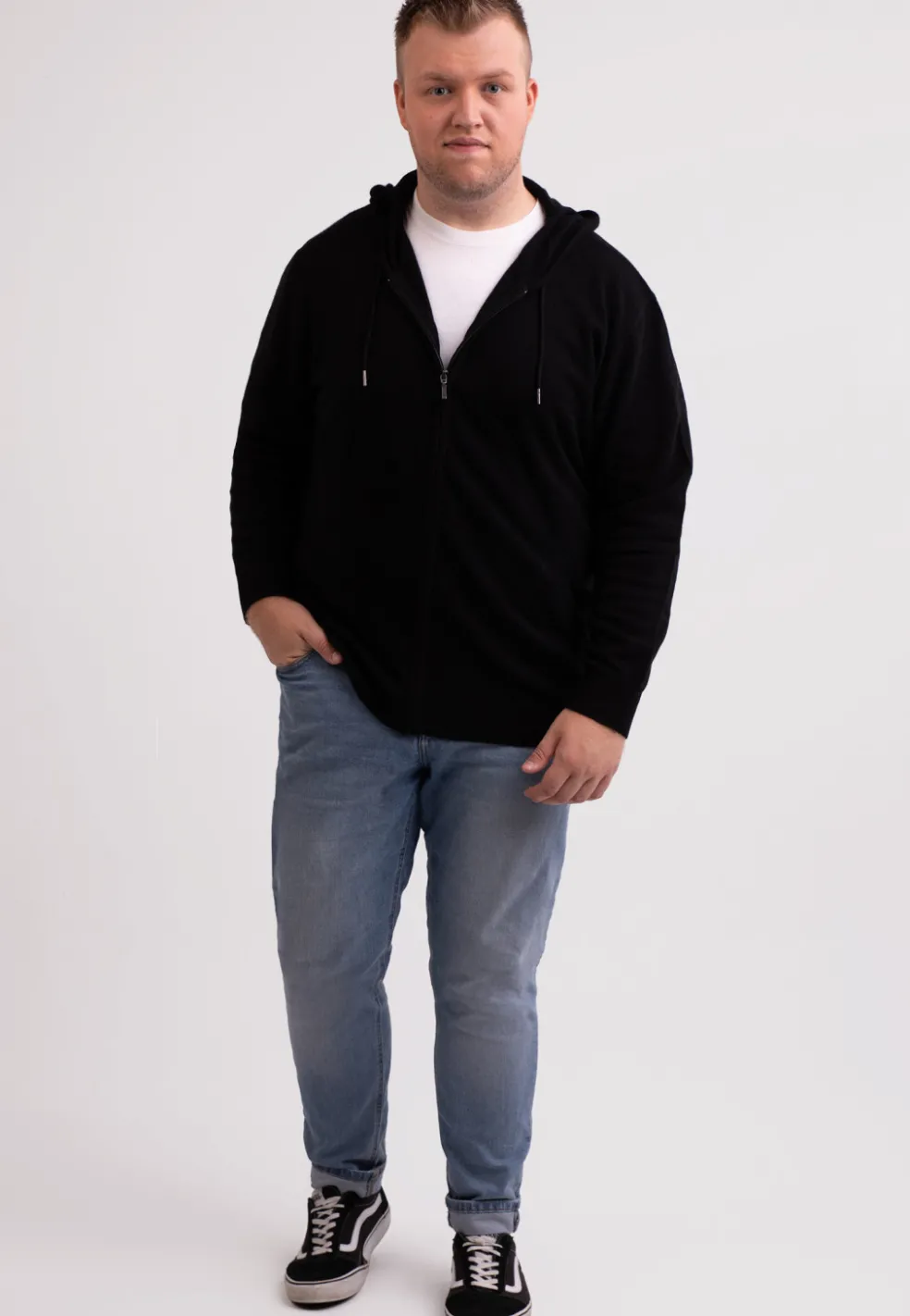 Kaschmir Kapuzenpullover Hoodie schwarz