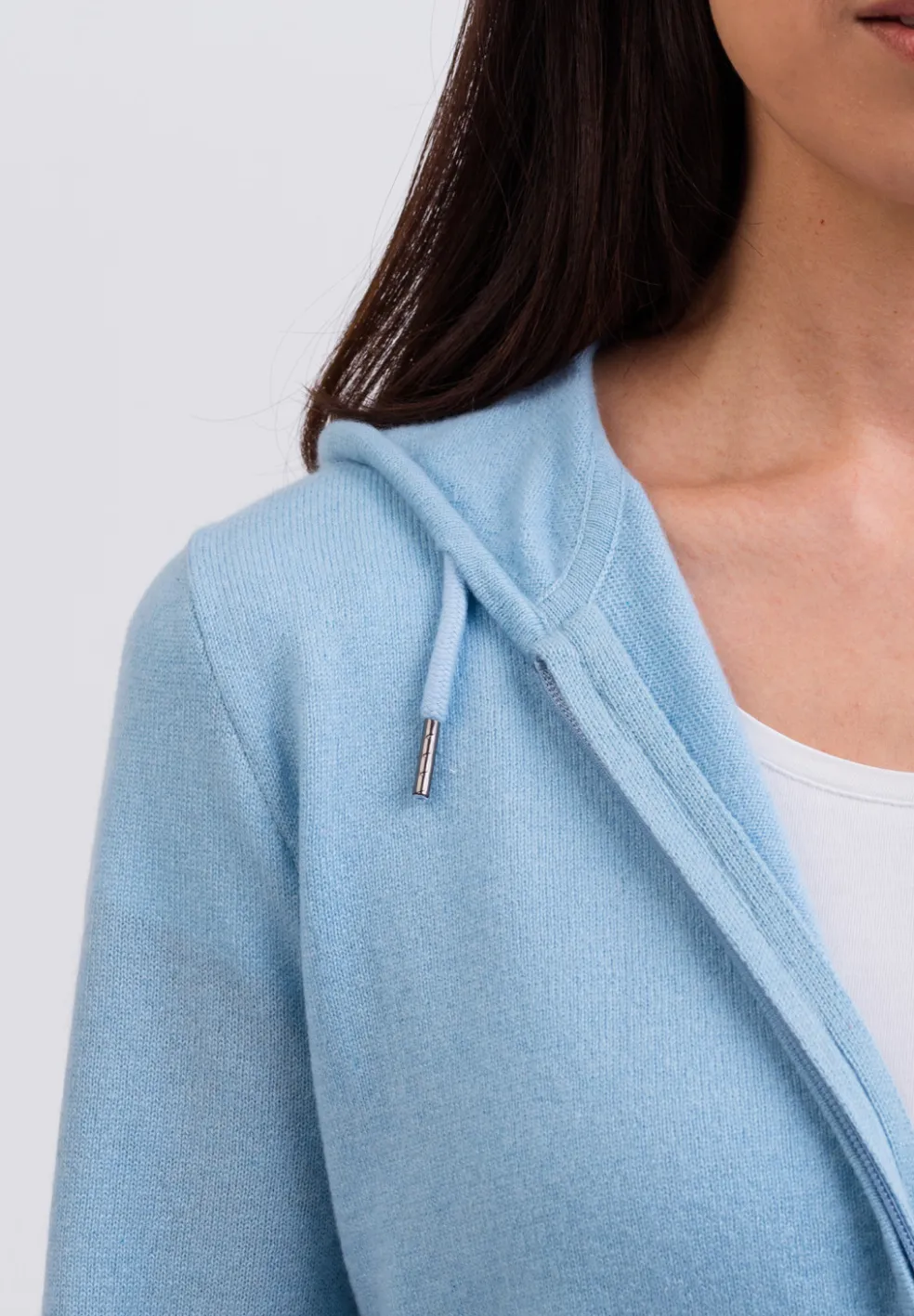 Kaschmir Kapuzenpullover Hoodie hellblau