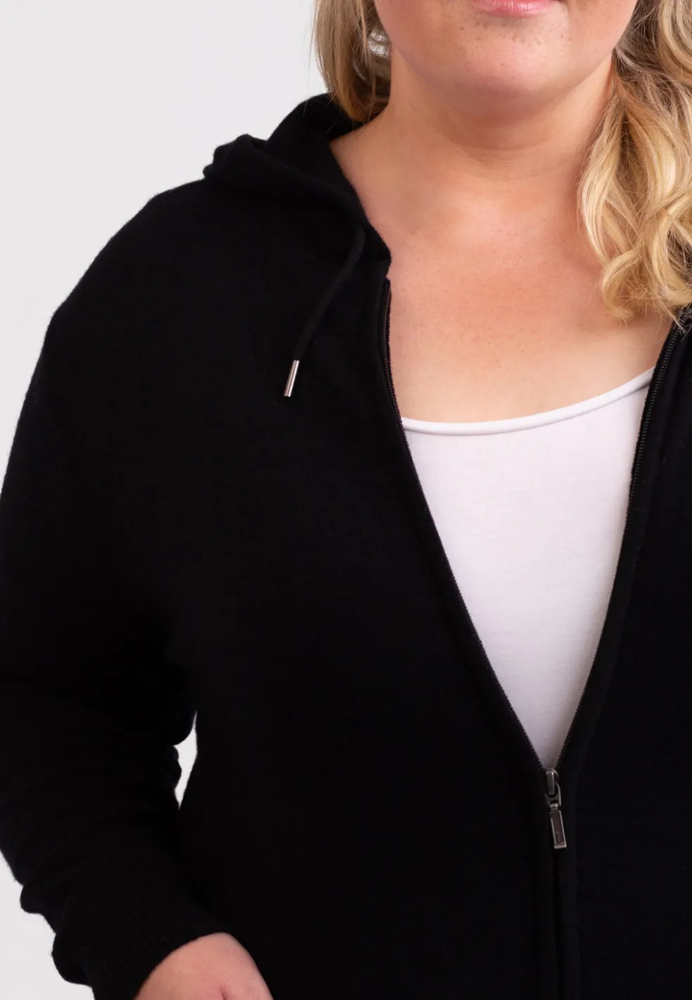 Kaschmir Kapuzenpullover Hoodie schwarz