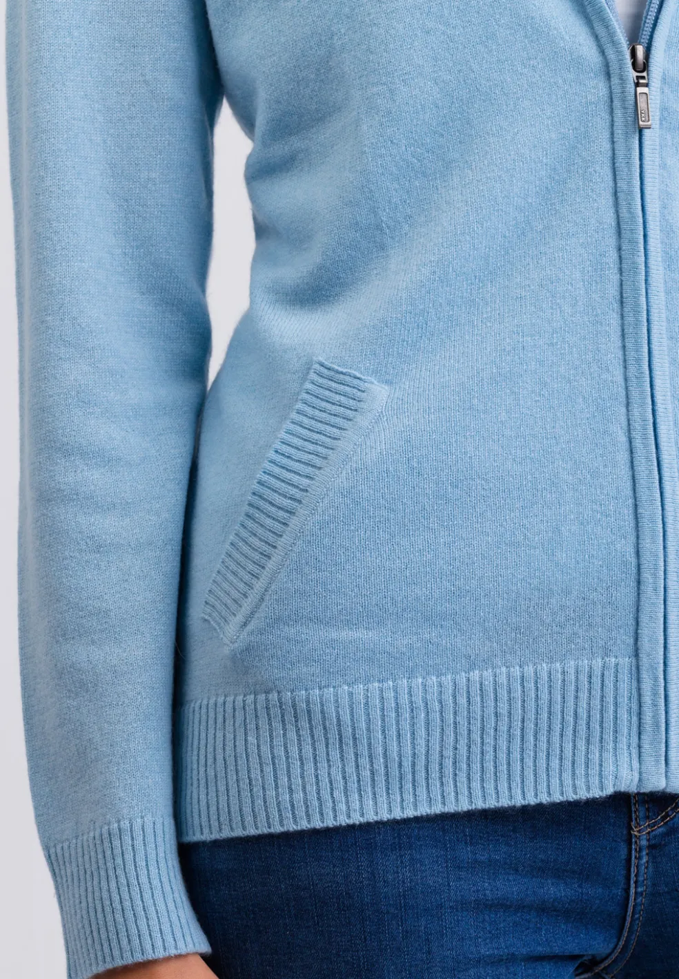 Kaschmir Kapuzenpullover Hoodie hellblau