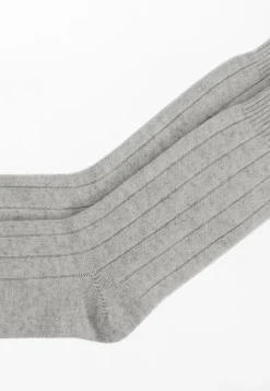 Kaschmir Kuschelsocken hellgrau melange