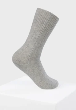 Kaschmir Kuschelsocken hellgrau melange