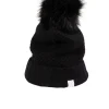 Kaschmir Mütze mit Bommel schwarz