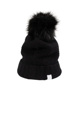 Kaschmir Mütze mit Bommel schwarz
