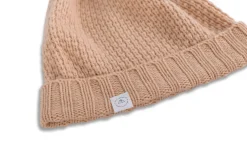 Kaschmir Mütze mit Bommel camel
