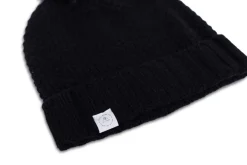Kaschmir Mütze mit Bommel schwarz
