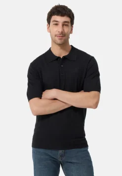 Kaschmir Poloshirt Kurzarm schwarz