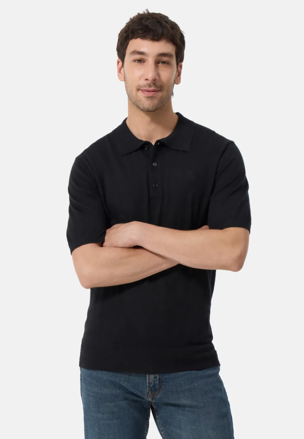 Kaschmir Poloshirt Kurzarm schwarz