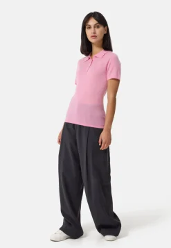 Kaschmir Poloshirt Kurzarm pink