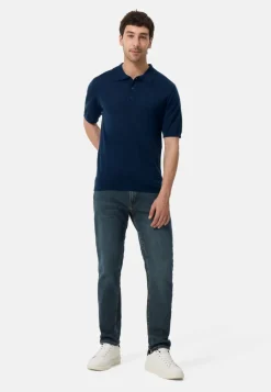 Kaschmir Poloshirt Kurzarm marine blau