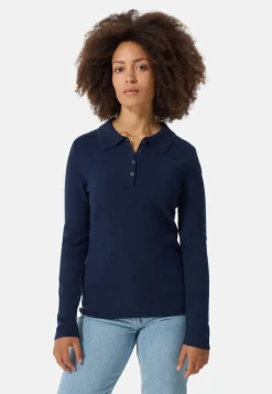 Kaschmir Poloshirt Langarm marine blau