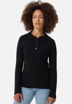 Kaschmir Poloshirt Langarm schwarz
