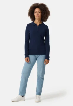 Kaschmir Poloshirt Langarm marine blau