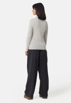 Kaschmir Poloshirt Langarm hellgrau melange
