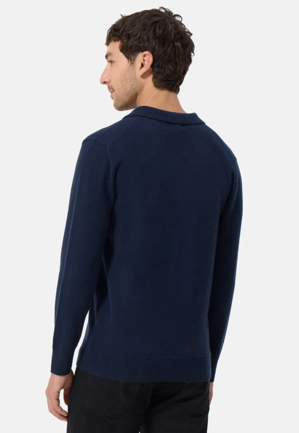 Kaschmir Poloshirt Langarm marine blau