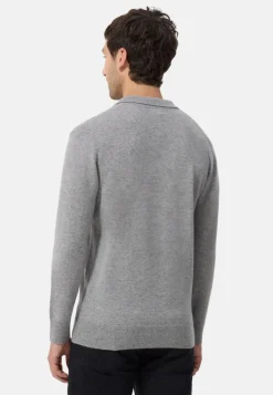 Kaschmir Poloshirt Langarm grau