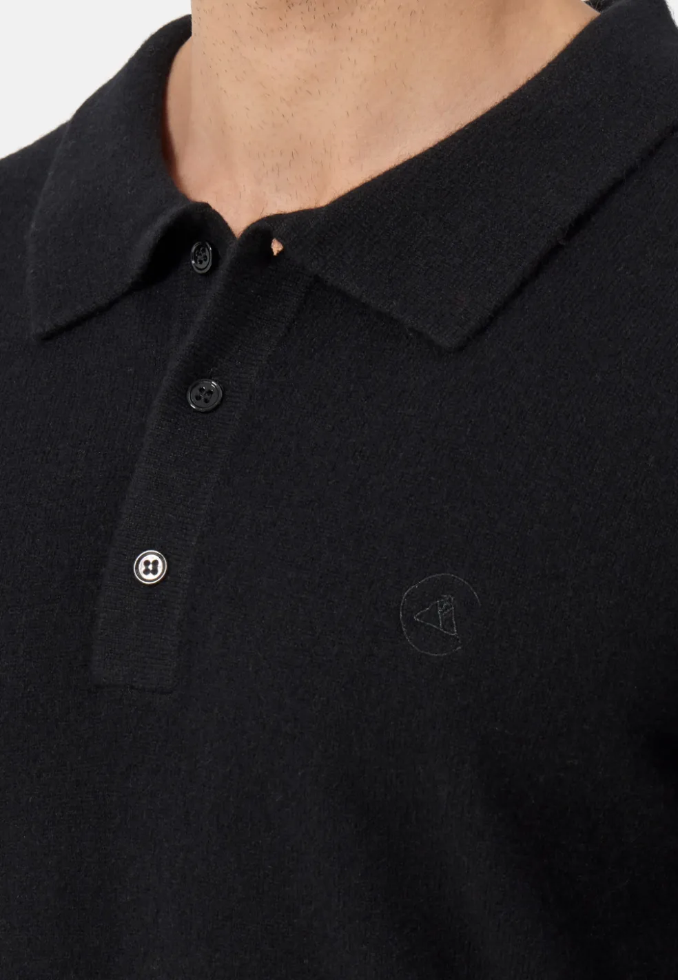 Kaschmir Poloshirt Langarm schwarz