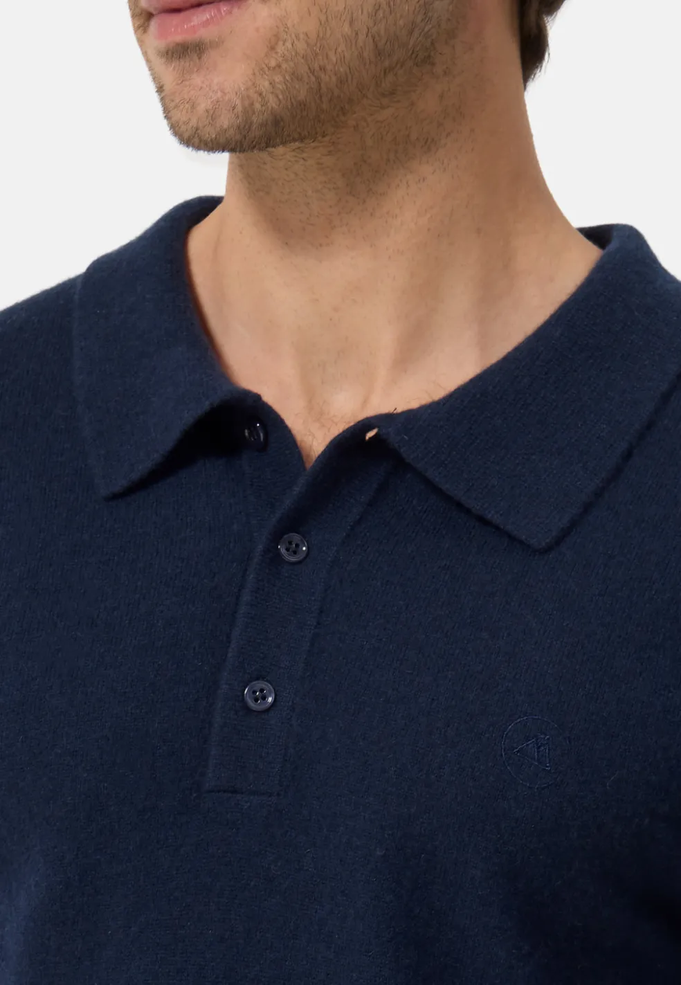 Kaschmir Poloshirt Langarm marine blau