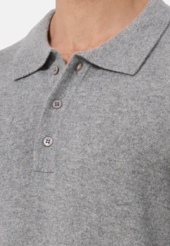Kaschmir Poloshirt Langarm grau