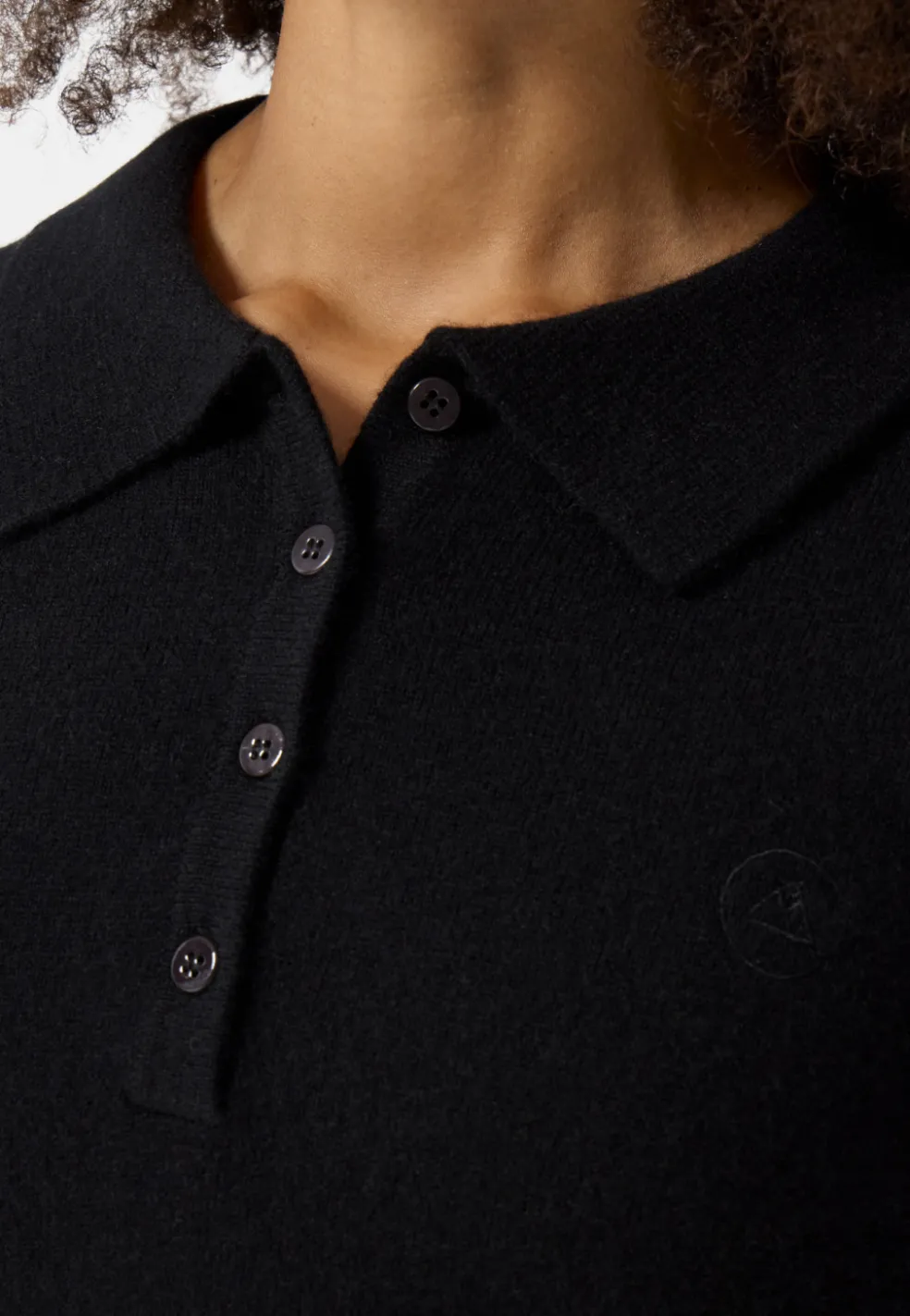 Kaschmir Poloshirt Langarm schwarz