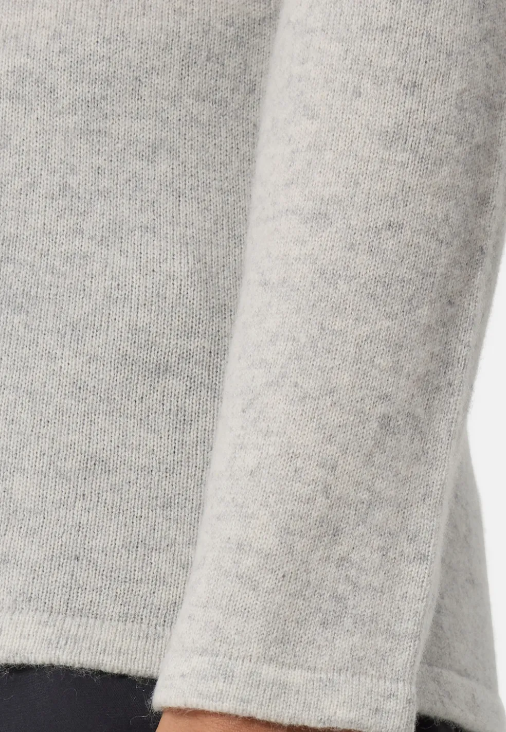 Kaschmir Poloshirt Langarm hellgrau melange