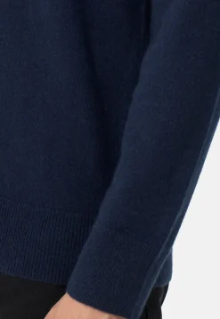 Kaschmir Poloshirt Langarm marine blau