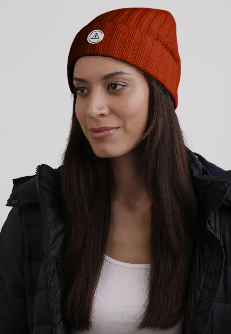 Kaschmir Rib Mütze dunkelorange