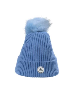 Kaschmir Rib Mütze mit Bommel jasper blau