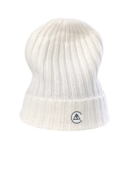 Kaschmir Rib Mütze weiss