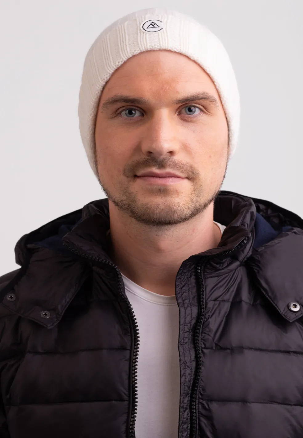Kaschmir Rib Mütze weiss