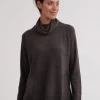 Kaschmir Rollkragen Pullover mit Seitenschlitzen taupe melange