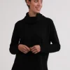 Kaschmir Rollkragen Pullover mit Seitenschlitzen schwarz