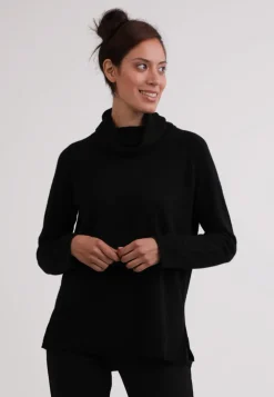 Kaschmir Rollkragen Pullover mit Seitenschlitzen schwarz