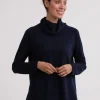 Kaschmir Rollkragen Pullover mit Seitenschlitzen marine blau