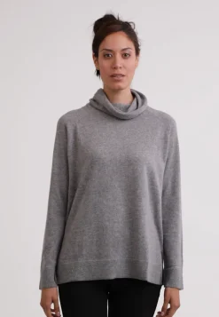 Kaschmir Rollkragen Pullover mit Seitenschlitzen grau