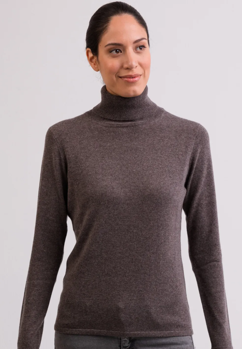 Kaschmir Rollkragen Pullover taupe melange
