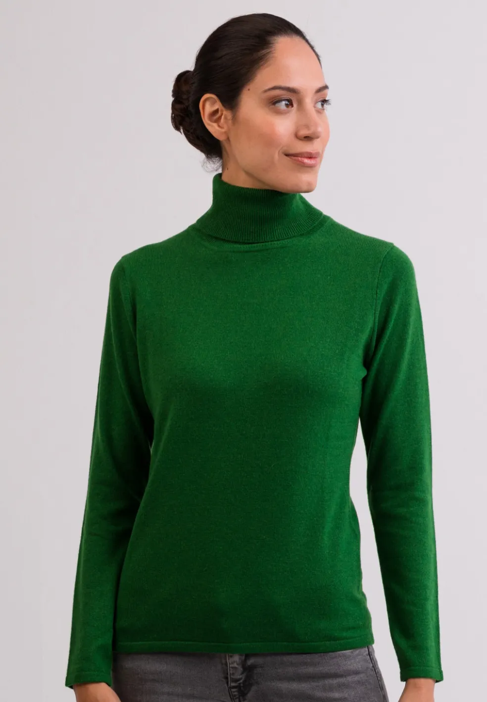 Kaschmir Rollkragen Pullover grün
