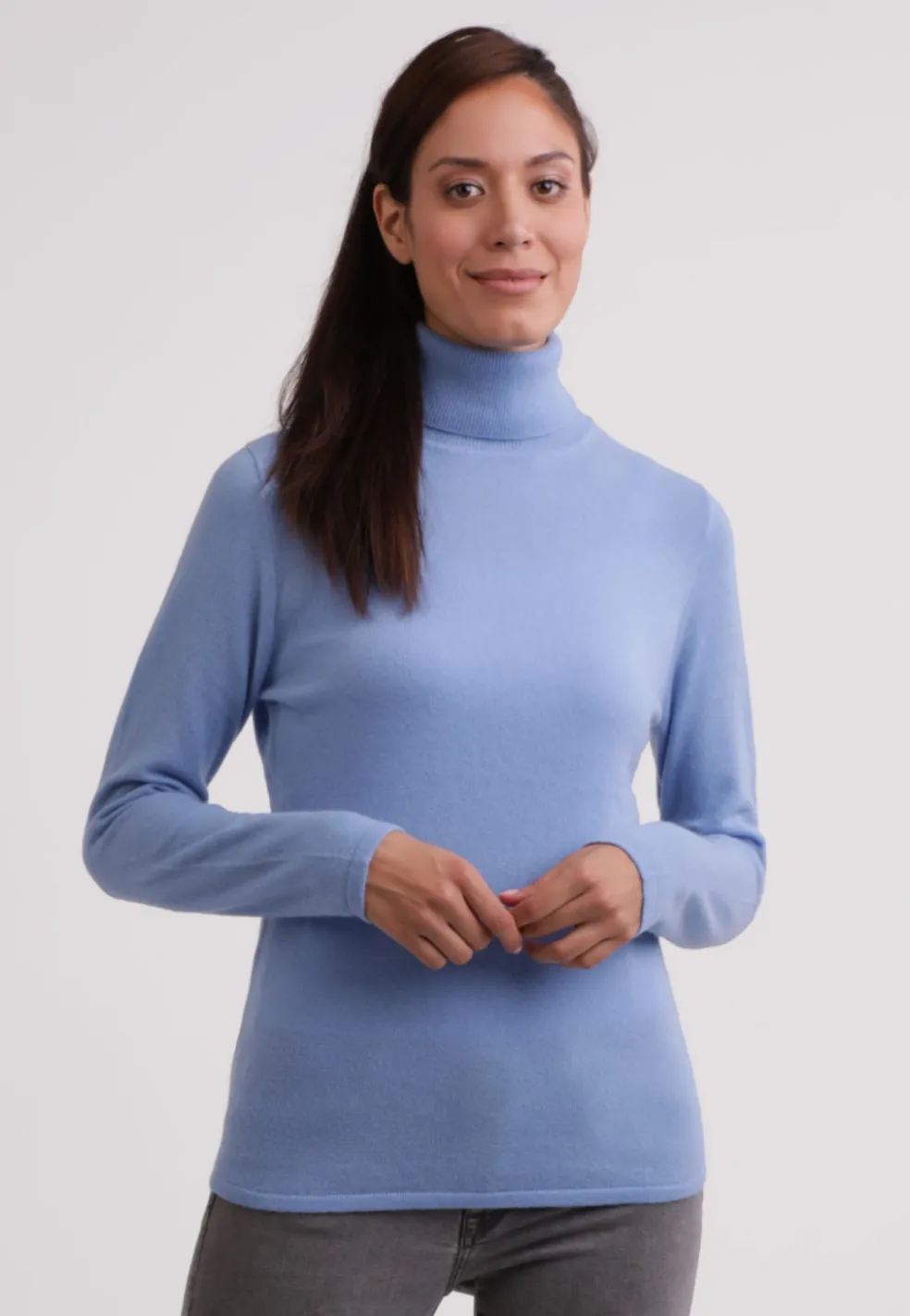 Kaschmir Rollkragen Pullover hellblau