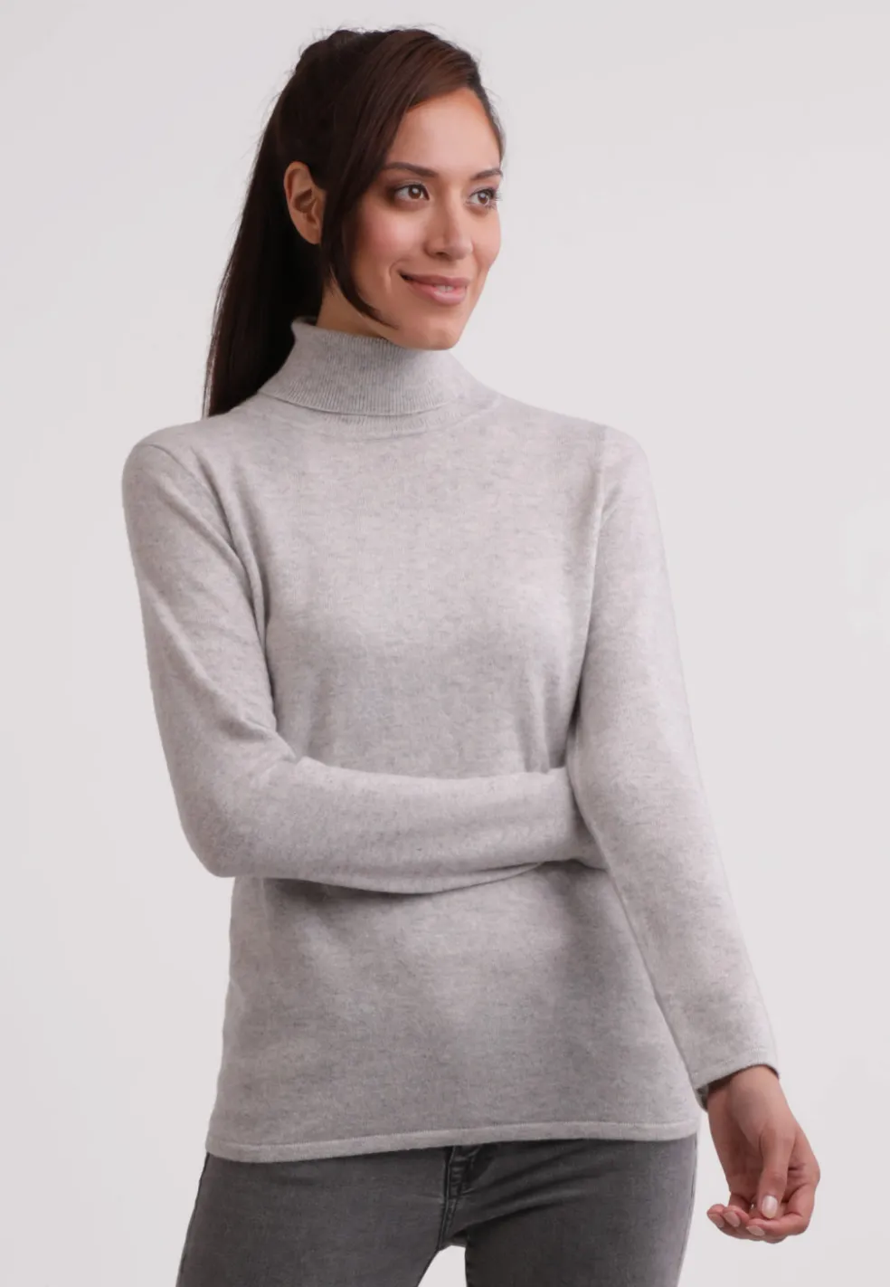 Kaschmir Rollkragen Pullover hellgrau