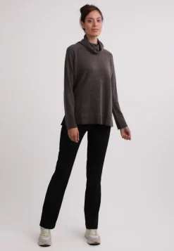 Kaschmir Rollkragen Pullover mit Seitenschlitzen taupe melange