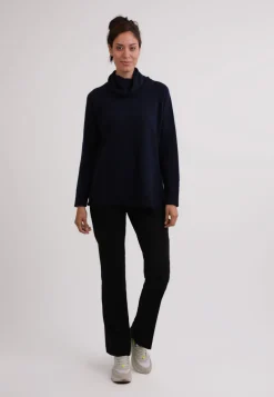 Kaschmir Rollkragen Pullover mit Seitenschlitzen marine blau
