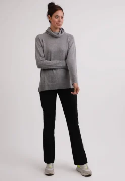 Kaschmir Rollkragen Pullover mit Seitenschlitzen grau