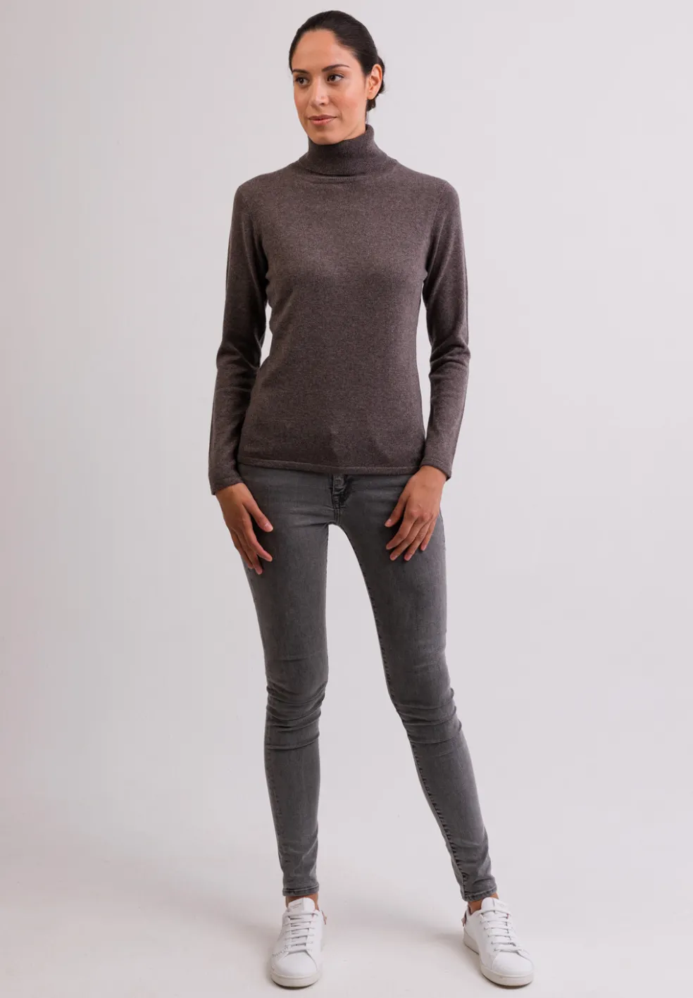 Kaschmir Rollkragen Pullover taupe melange