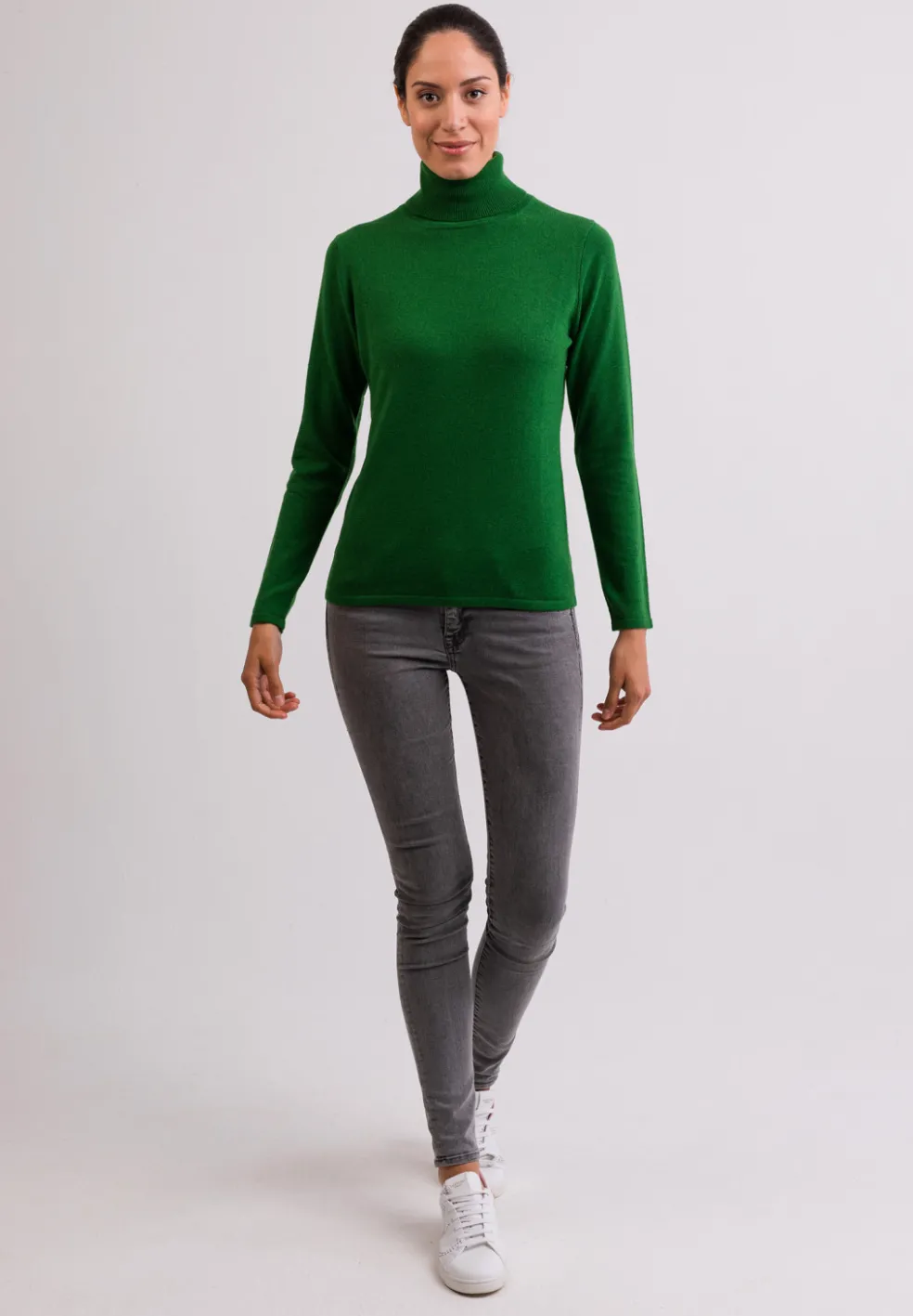Kaschmir Rollkragen Pullover grün