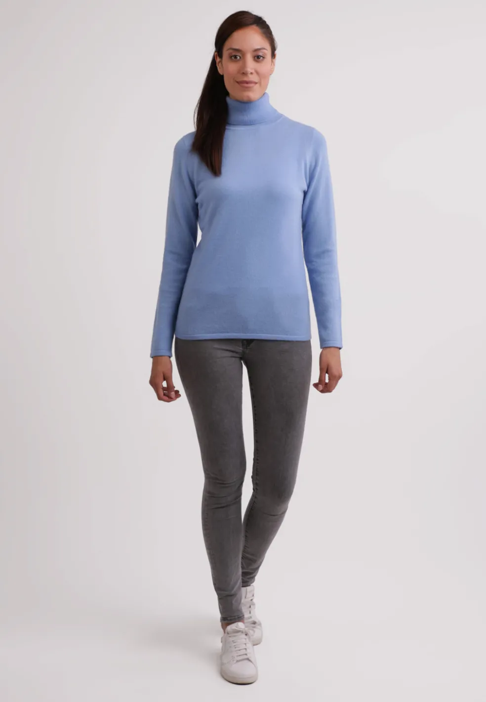 Kaschmir Rollkragen Pullover hellblau