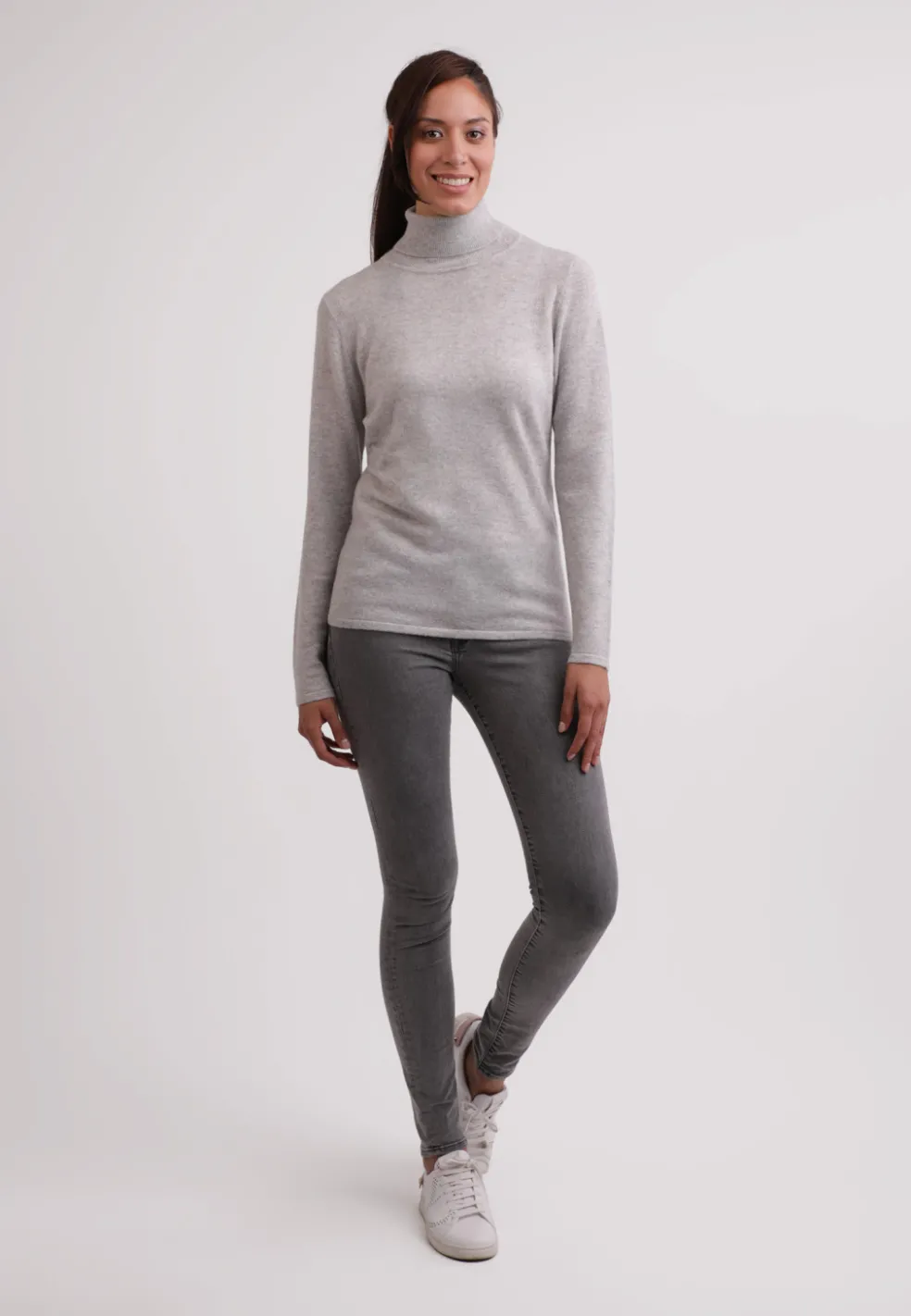 Kaschmir Rollkragen Pullover hellgrau