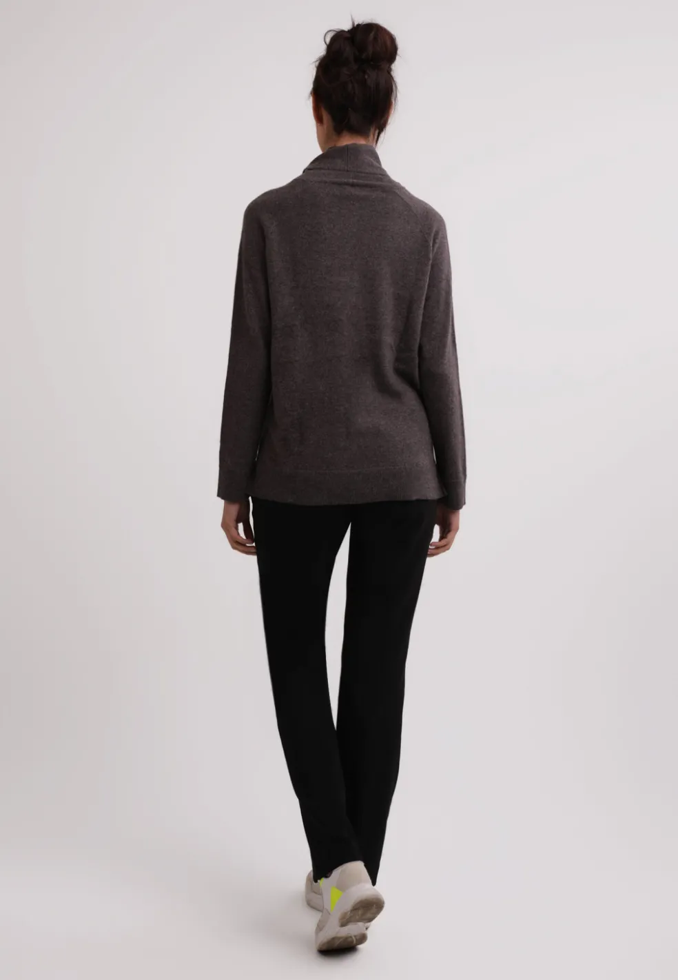 Kaschmir Rollkragen Pullover mit Seitenschlitzen taupe melange